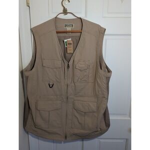 Duluth Trading Co Working Mans Vest Khaki Utility Fishing Camping Size XL Tall